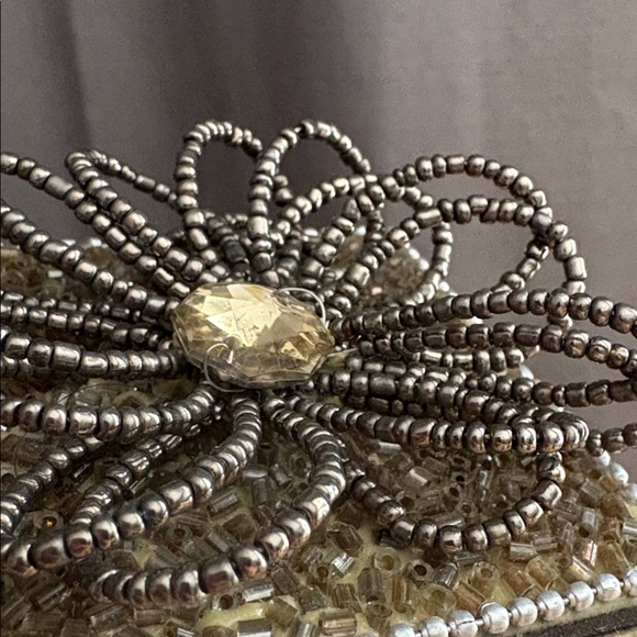 Elegant Hand-Beaded Trinket Jewelry Keepsake Box Floral Lid |  Neutral Tones - Picture 7 of 12